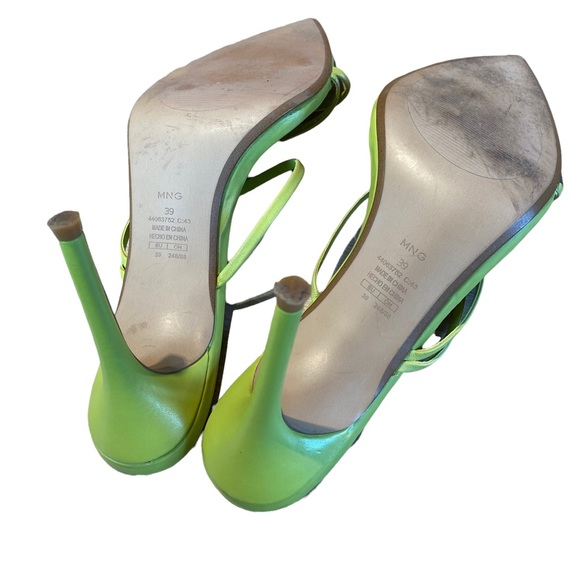 Mango MNG green Heel Leather straps sandals 8.5/ EU 39 EUC - Picture 5 of 6